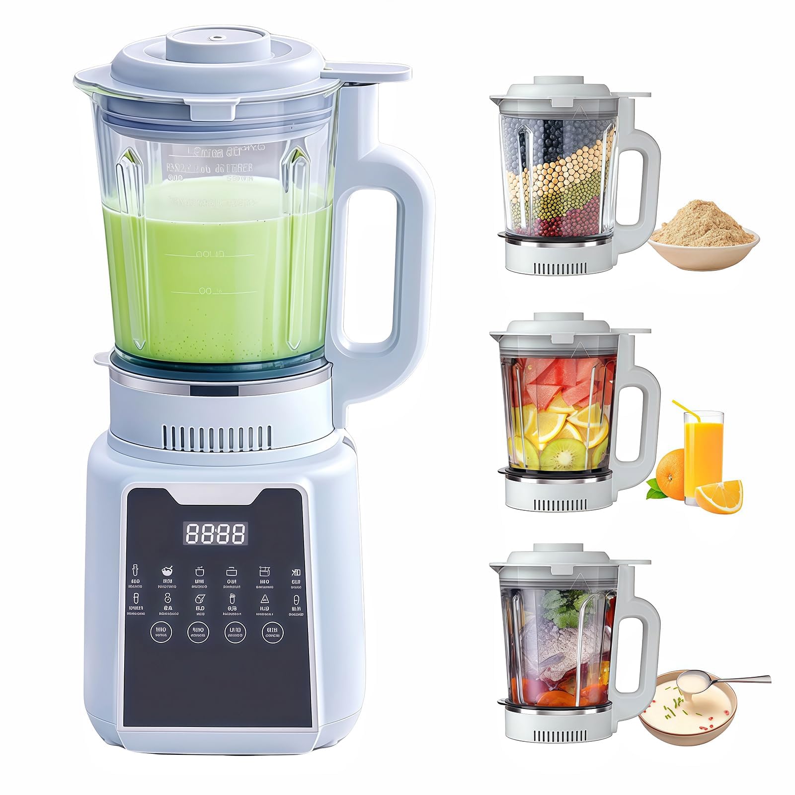 Szybki blender na blat 1200 W, kruszarka do gorącego i zimnego lodu oraz robot kuchenny z cichą pracą 60 dB (szary tytanowy)