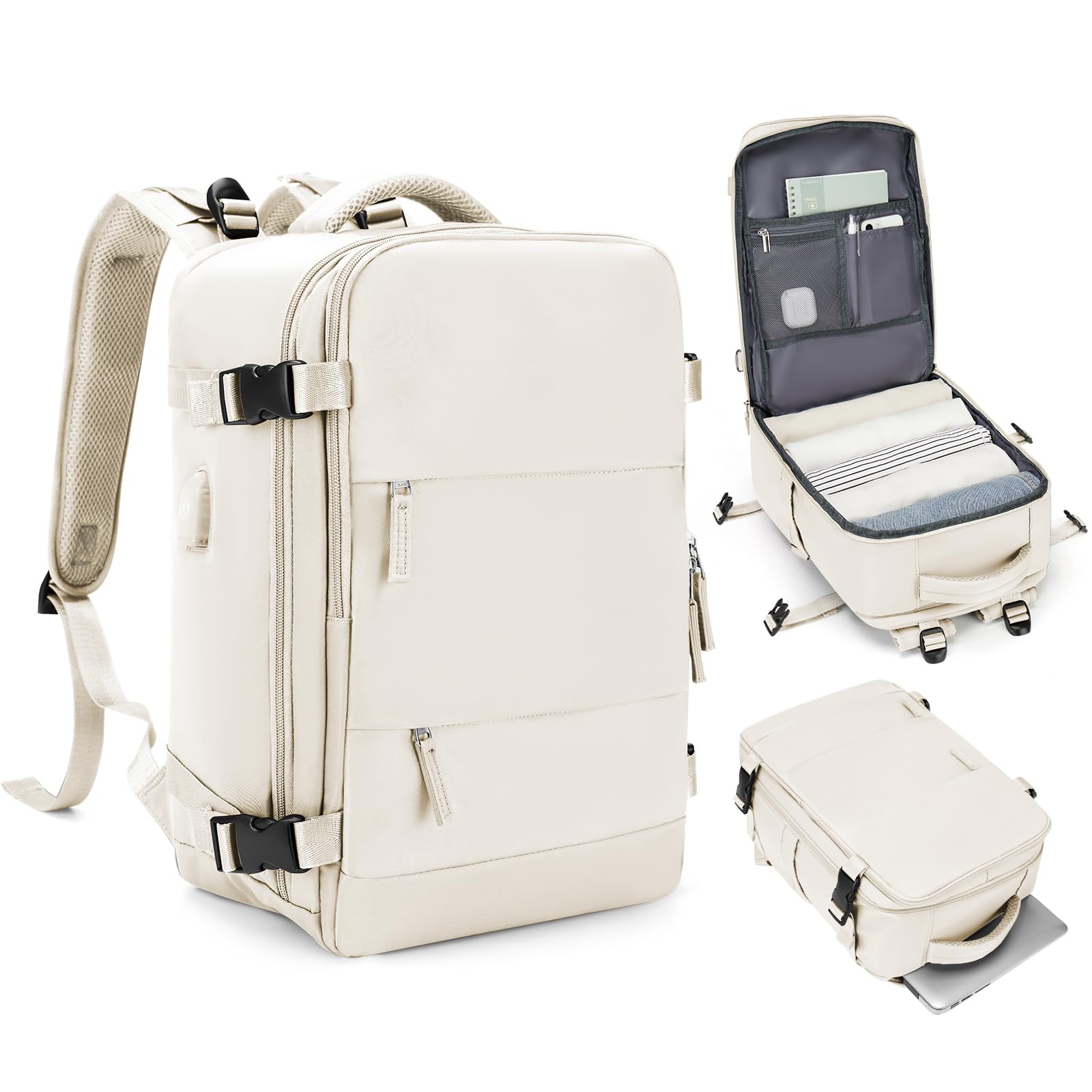 Zaino Bagaglio a Mano Ryanair 40x20x25 Zaino Aereo Borse da Cabina per Easyjet 45x36x20 Zaino da Viaggio donna con porta ricarica USB, Borsa da Viaggio aereo Zaino Computer Impermeabile Casual Daypack