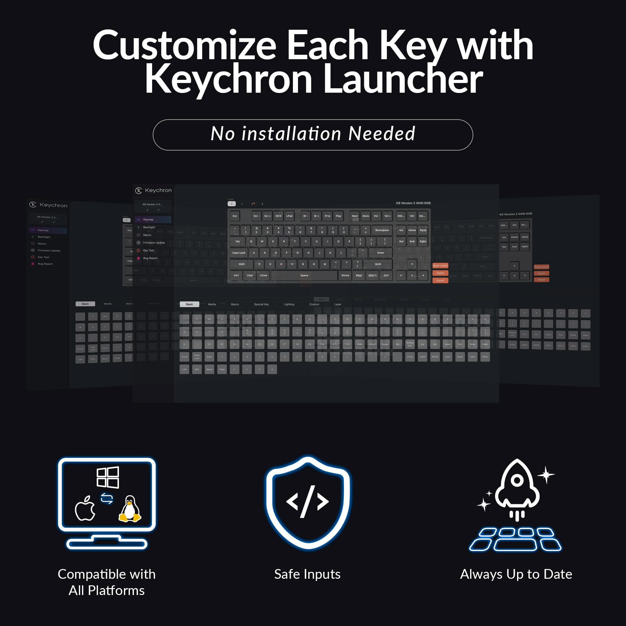 Keychron K8 Version 2 Tastiera Meccanica senza fili, Bluetooth/USB-C, RGB LED, QMK/VIA, Hot-swap, Programmable, PBT Keycaps, For Mac Windows, Super Red Switch