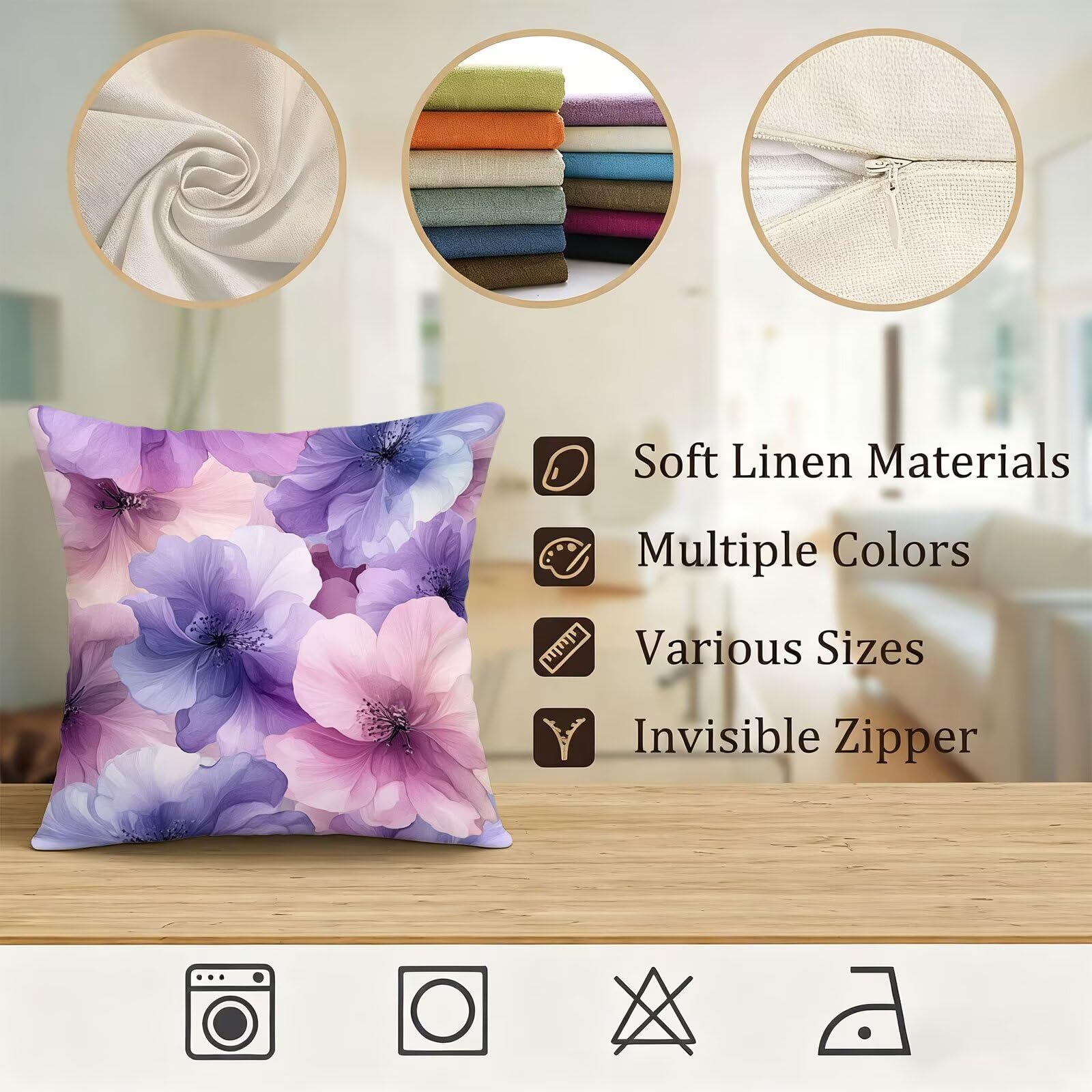 Violet Housse Coussin 60x60 Rose Taie Oreiller 60x60 Lot de 4 Super Doux Protege Oreiller 60 x 60 Decoration Automne Taie D'oreiller Carrées Coussin Canape, pour Maison Chambre Canapé Chaise E - 667