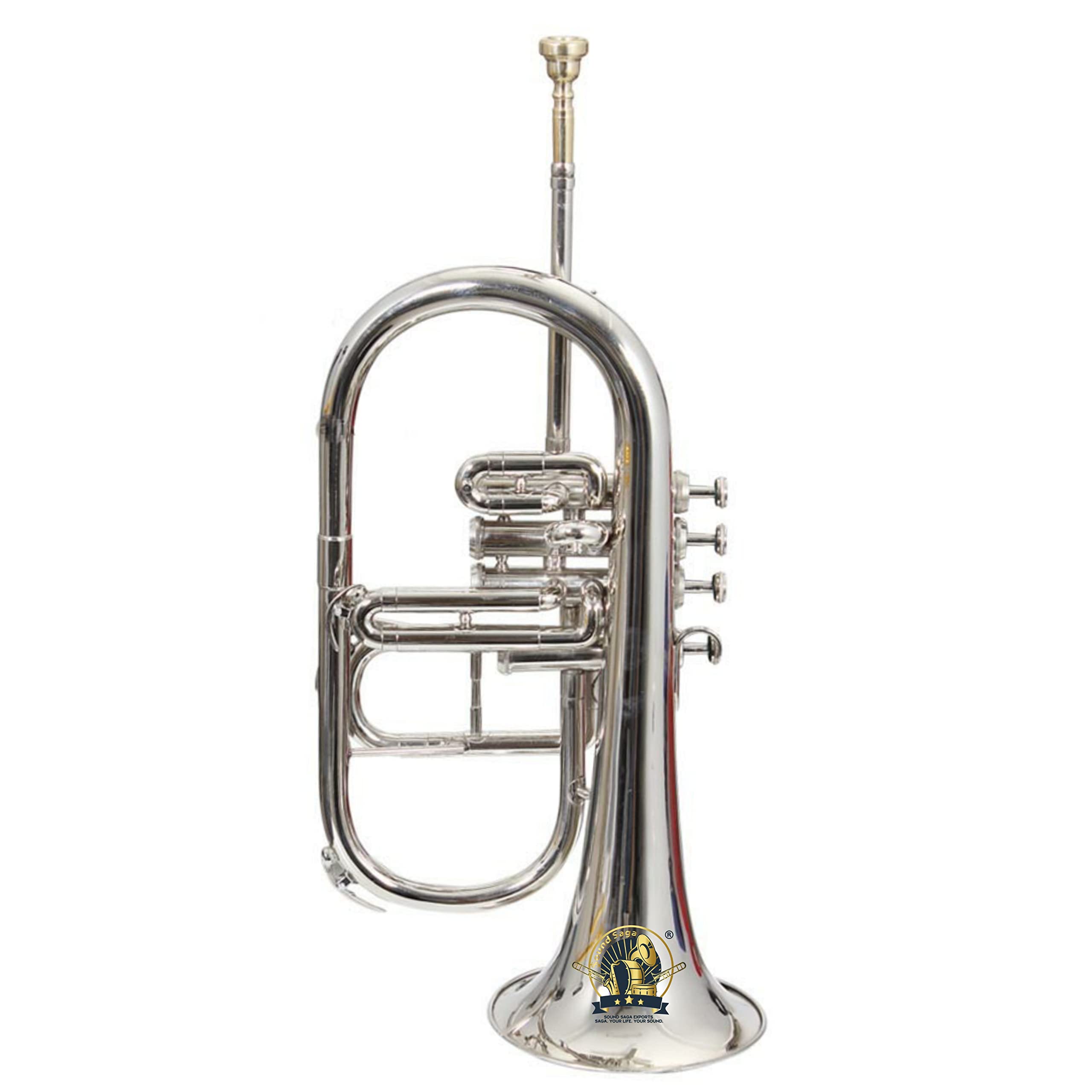 SoundSaga Sound Saga® - Tromba a 4 valvole in Sib, in ottone di alta qualità, con custodia rigida e bocchino (nichel)