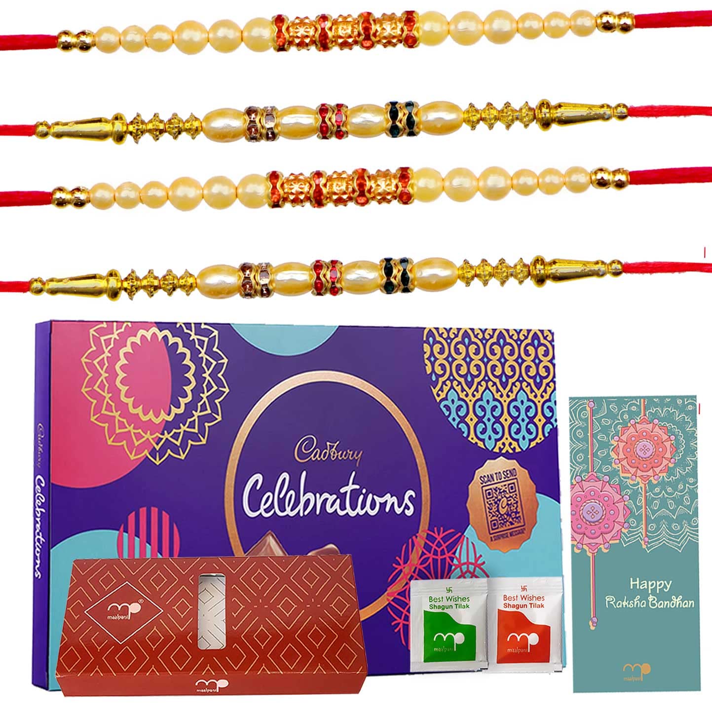 Maalpani Rakhi wth Celebration Pack For Brother | 4 Rakhi set With Rakshabandhan Festival Celebration Pack | Chocolate for Rakhi Festival C405-2-2C (B0B7G93PSY) Amazon Price History, Amazon Price Tracker