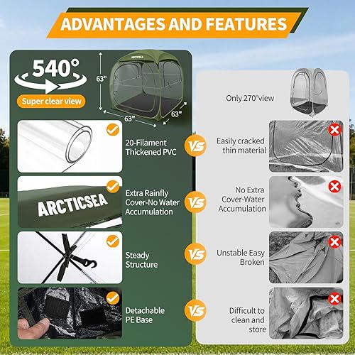 Miniatura 4 de ARCTICSEA Tienda de Campaña Deportiva de PVC Engrosado - Cápsula de Refugio para Todas las Condiciones Climáticas para 2-6 Personas, Refugio