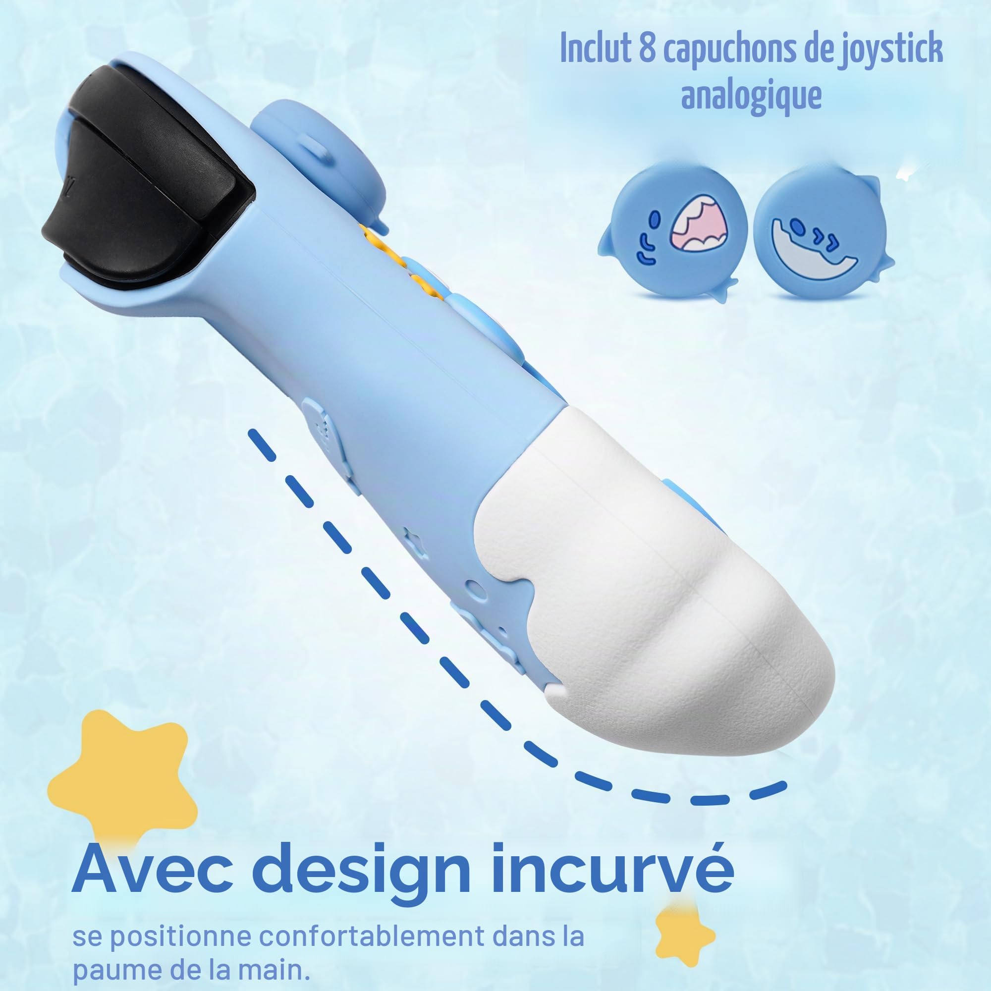 GeekShare Coque de protection pour manettes Switch 2 Joy Con, coque de protection en silicone souple compatible avec les manettes portables Switch 2 JC, fête de requin