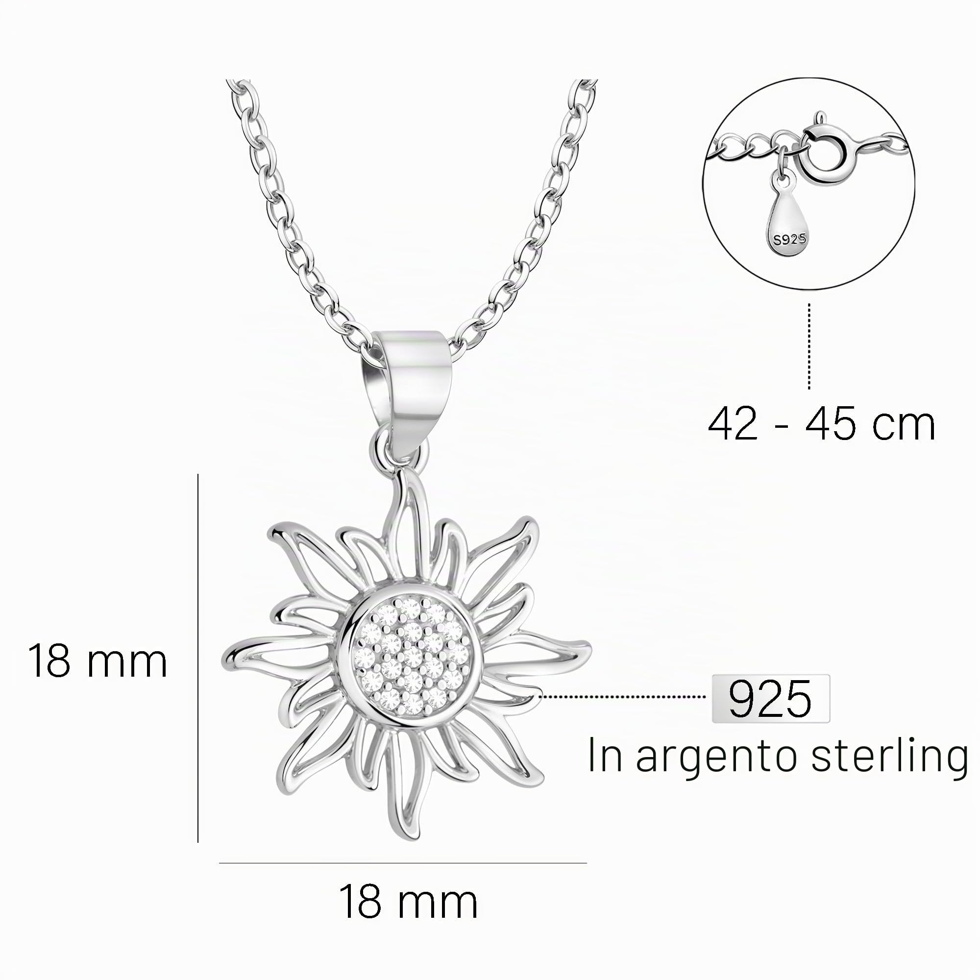 Sofia Milani - Collana da Donna in Argento 925 - Ciondolo a Sol