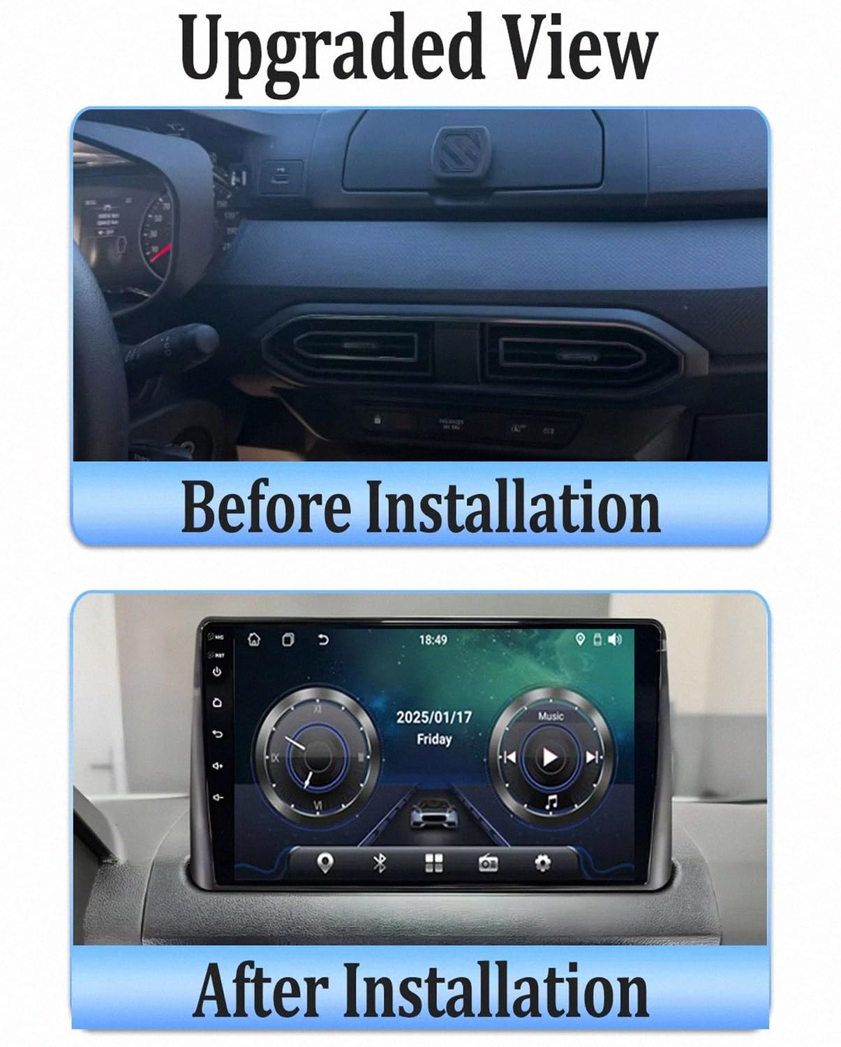 Car Stereo Carplay Radio de Coche para Renault Sandero 2021-2023 Soporta Bluetooth, Control Volante, USB, WiFi, 4G, Mirror-Link, GPS Navegador/Radio FM, 4 Nuclear 1G+32G