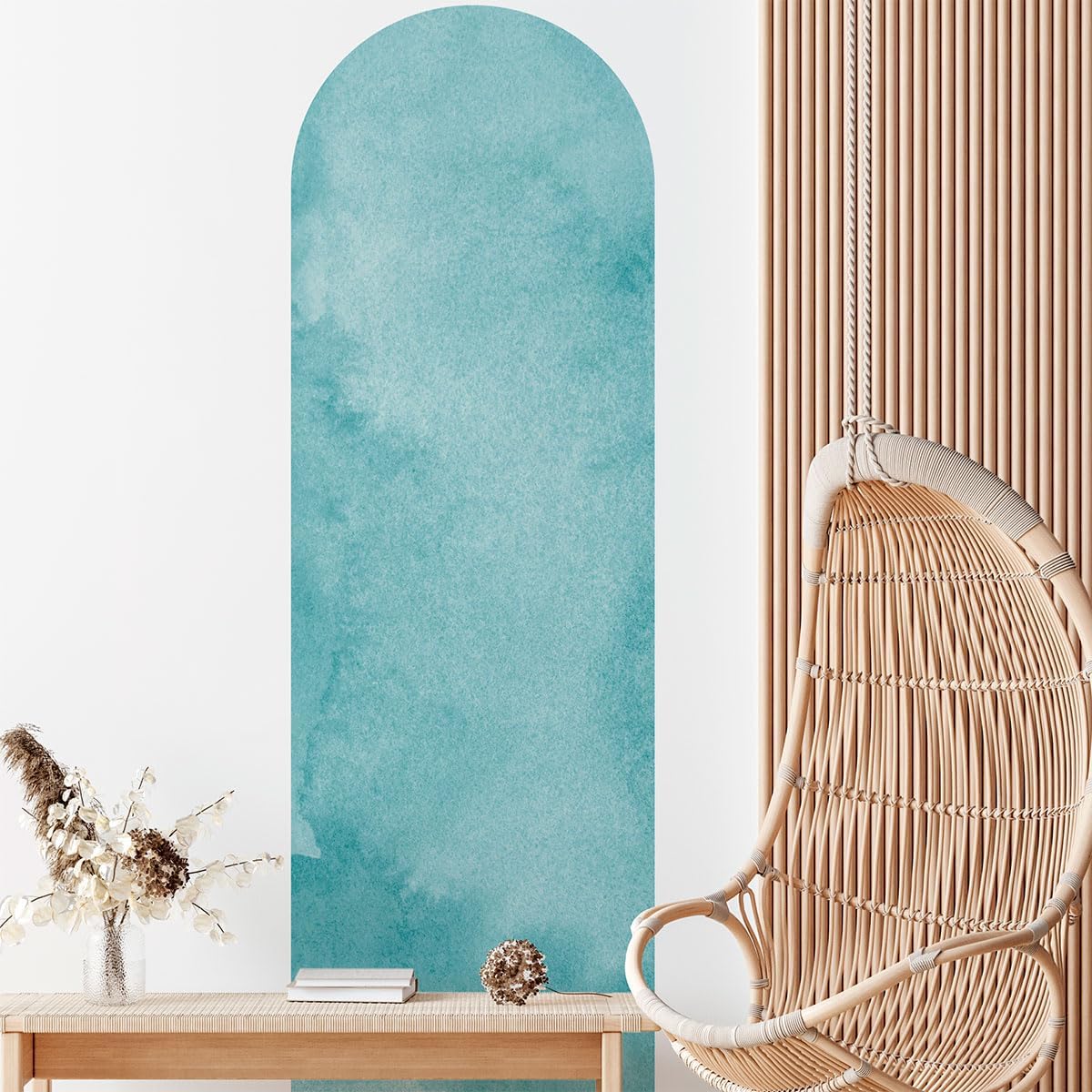 Ambiance Sticker Non-Woven Wallpaper Pre-Glued Giant Murals Watercolor Blue Ark Decorative Adhesive 185 x 60 cm