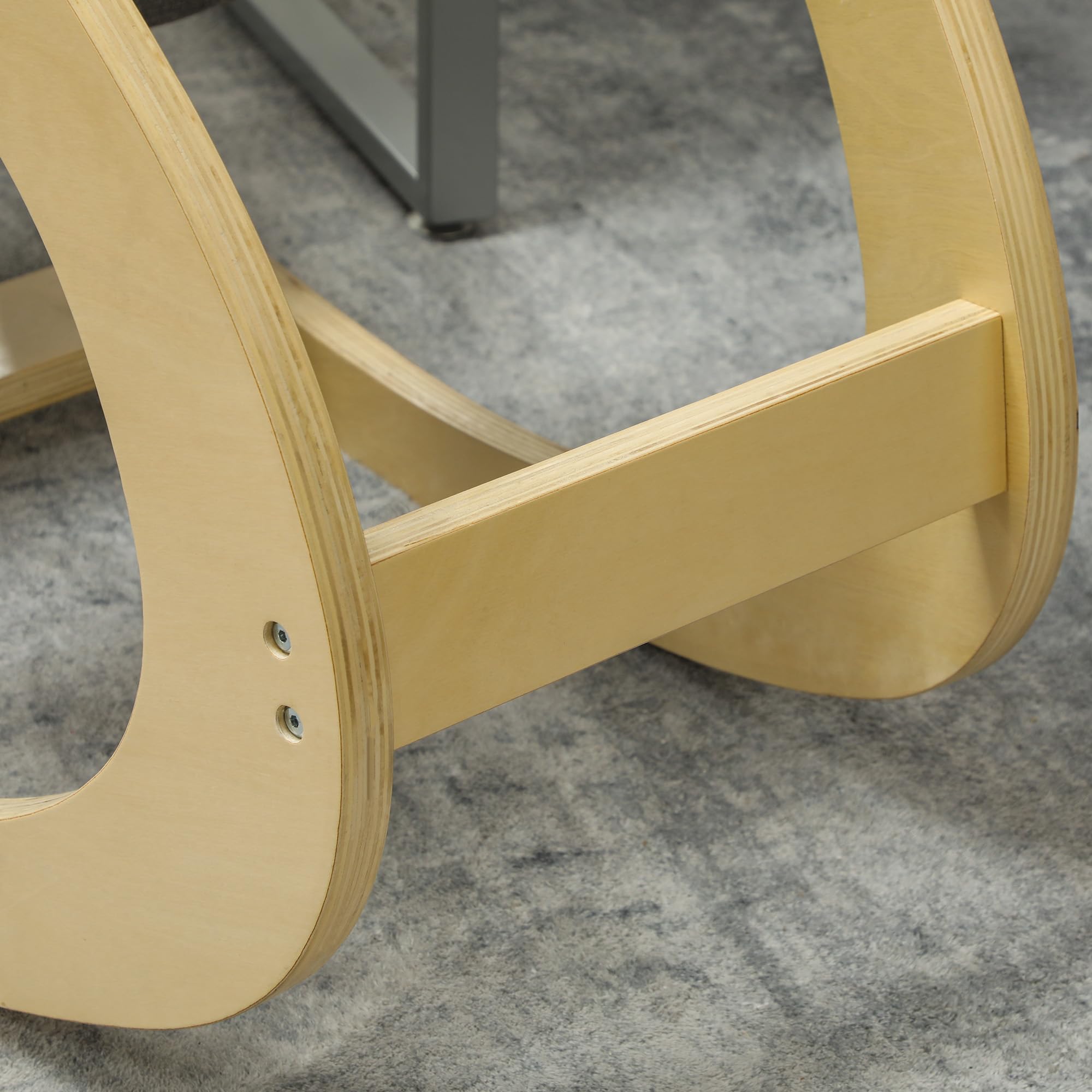 HOMCOM Silla Ergonómica de Rodillas, Silla de Rodillas de Madera, Taburete Ergonómico, Cojín Acolchado, para Mejorar la Postura, para Casa y Oficina, Gris