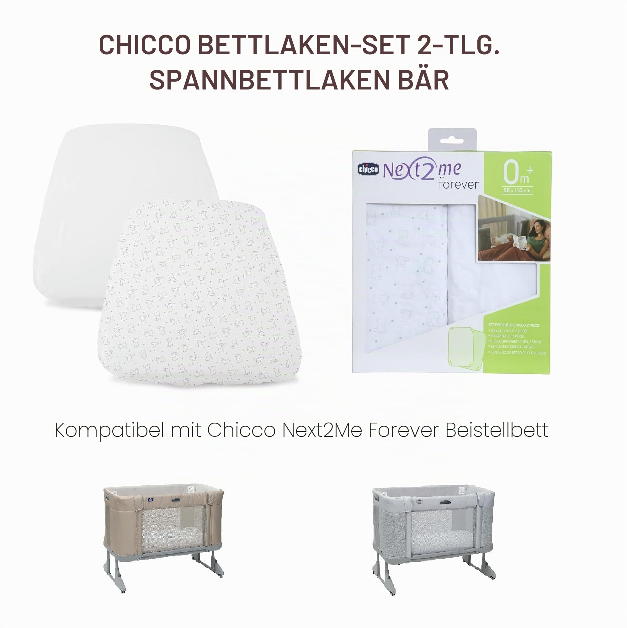 Chicco Next2Me Forever Bettlaken (2 Stück), rosa Ballett, 100% weiche Baumwolle