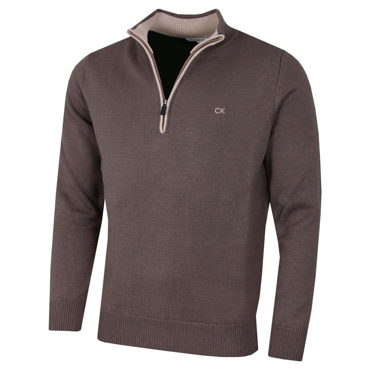 Calvin Klein Mens 1/2 Zip CK Golf Sweater - Taupe - XXXL