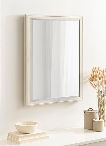 Miniatura 3 de Kate and Laurel Oakhurst - Espejo de pared rectangular tradicional, 18 x 24, blanco suave, espejo de baño vintage envejecido con marco escalonado y