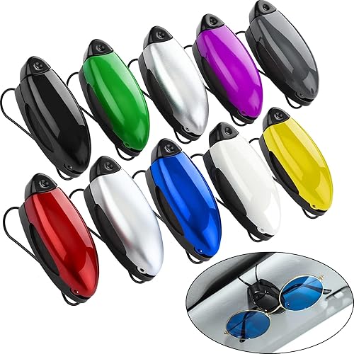 Frienda 10 piezas de soporte para visera solar para automóvil, para lentes de sol, soporte para gafas, soporte para gafas, soporte para gafas,