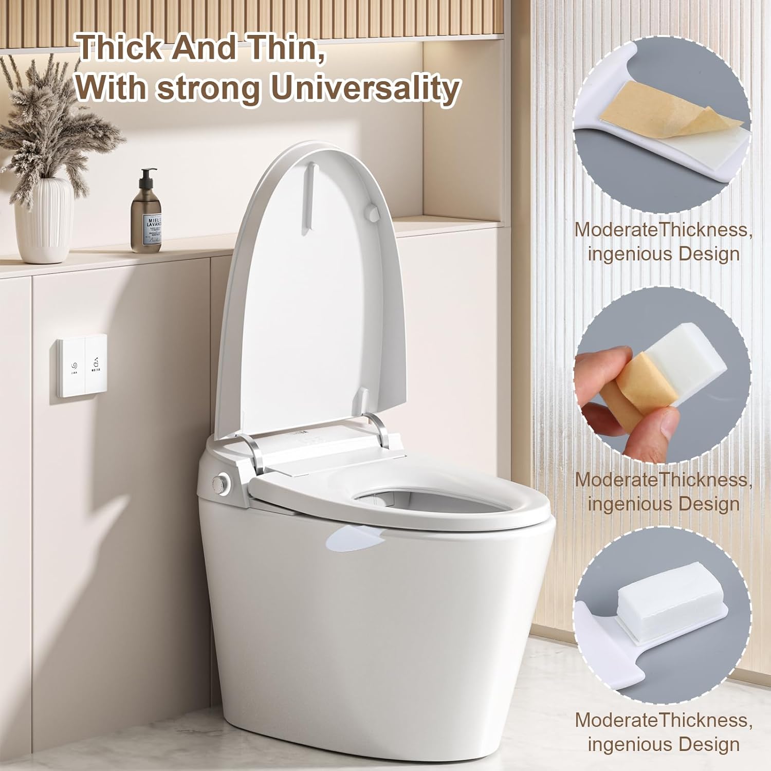 4 Pack Toilet Seat Lift Handle, Toilet Seat Lifter, Adhesive Toilets Lid Cover Lifter Handle, Sticky Lifters Avoid Touching the Toilets Lid for Bathroom Home Travel Office Hotel Accessories