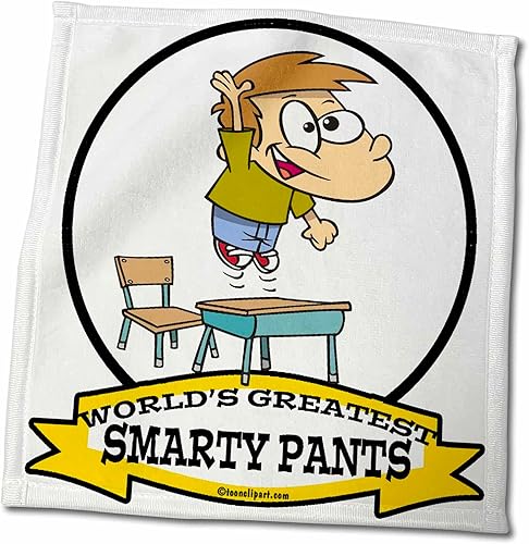 3dRose Funny Worlds Greatest Smarty Pants Boy Cartoon - Towels twl-103553-3