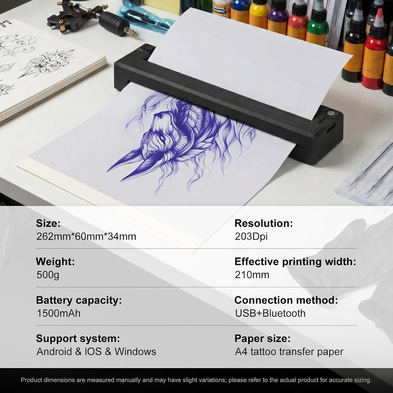 Tattoo Stencil Printer Kit - Xnet Stencil Printer with Adjustable Strokes Tattoo Gun Machine,20Pcs Tattoo Cartridge Needles, Tattoo Supplies for Beginners
