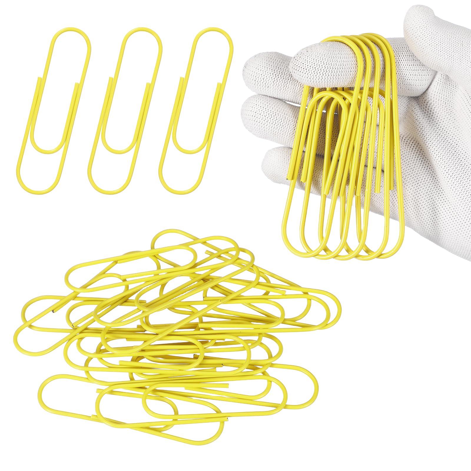 PATIKIL 10cm / 4 Inch Extra Large Paper Clip, 12 Pack Coated Giant Metal Paper Clip Rustproof for Documents DIY Crafts Home Office, Light Yellow