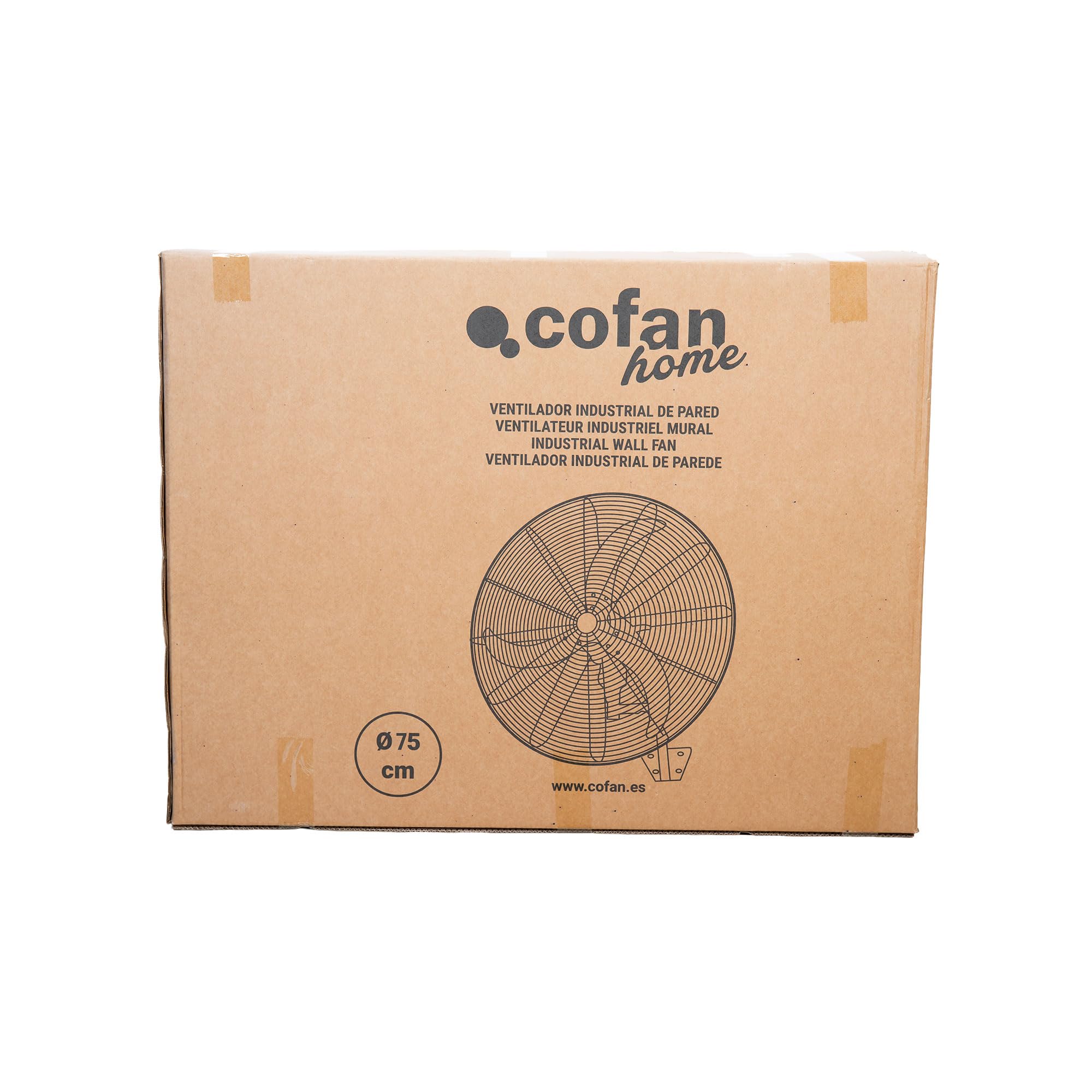 Cofan Ventilador de Pared Industrial con 3 Velocidades Ø75 cm, Motor Potente 240 W, Oscilante, 3 Aspas de Aluminio de Alto Rendimiento, Color Negro