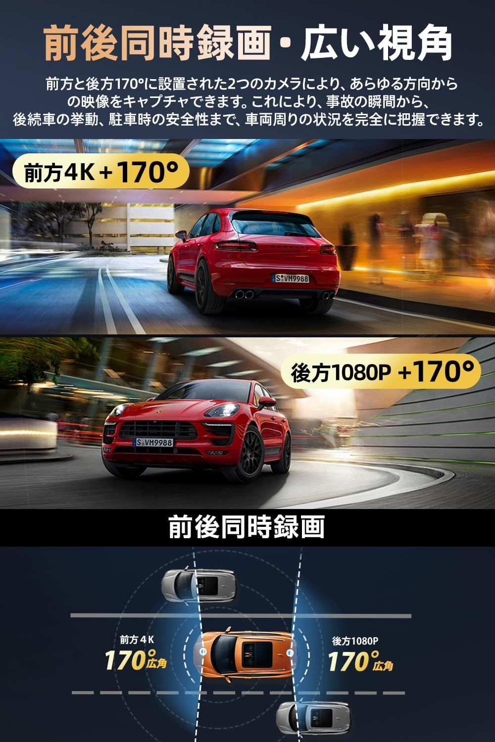 ドライブレコーダー ミラー型 【2024年新モデル・12インチ大画面】 4K画質 前後カメラ フルHD解像度 タッチパネル 専用SDカード（32GB付属）超広角 伸縮式カメラ 暗視機能 リアカメラ Gセンサー機能 24時間監視 WDR＆HDR 170度広い視角 多機能サポート 全国LED信号機対応 操作簡単 (ブラック)