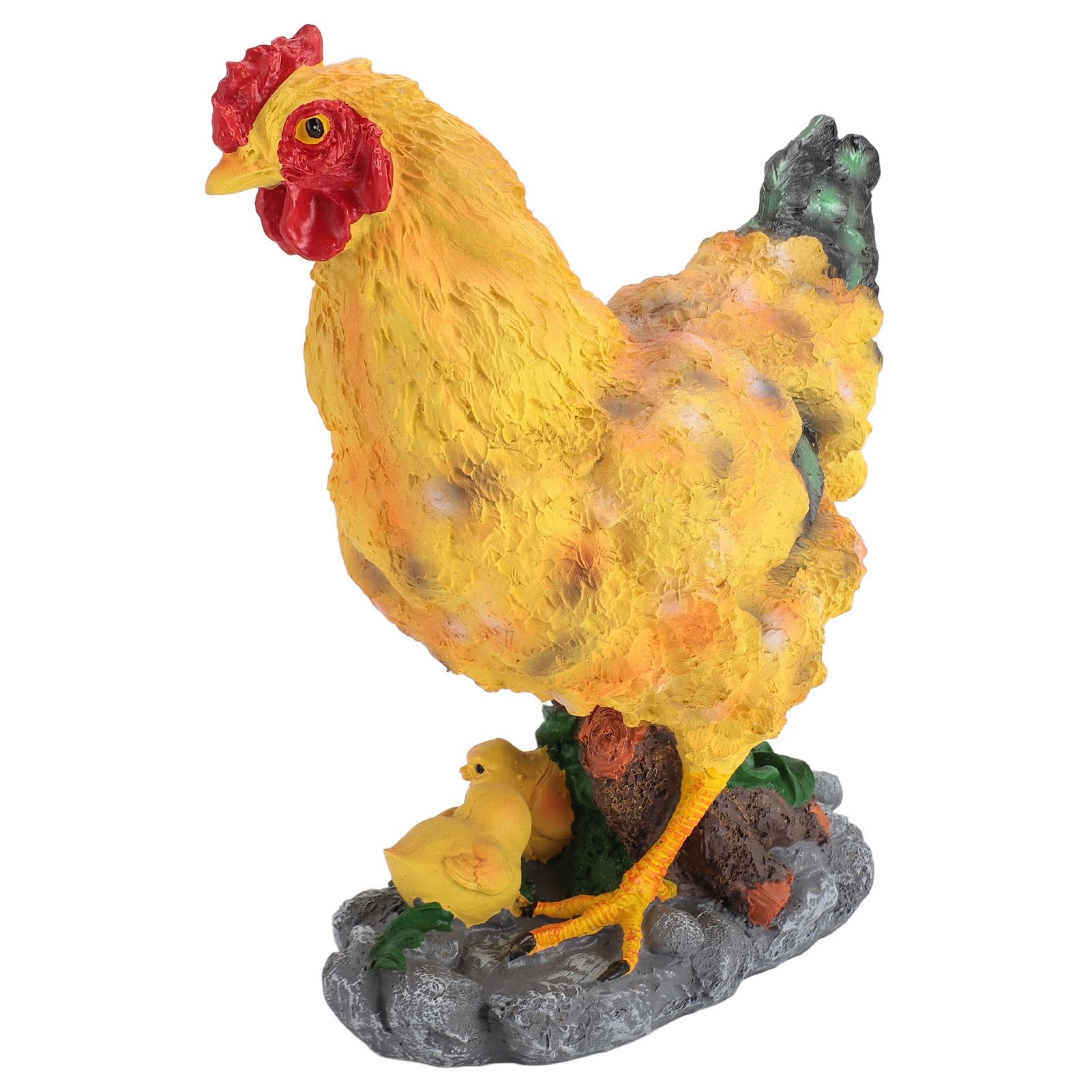 GLOGLOW Statua da Giardino con Gallina, Scultura in Resina con Pollo con Pulcino, Decorazione da Esterno per Tutte le Condizioni Atmosferiche per Giardino Fatato, Fioriere Succulente, Patio