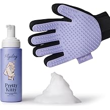 FlyDog Cat Dry Shampoo with Glove, No Rinse & Soap-Free, 200ML | Cat Shampoo for Indoor Cats | Dry Shampoo for Kittens | Alternative to Wet Bathing for Dry Skin Detangler Deshedding