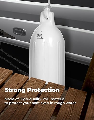 Miniatura 10 de KEMIMOTO Guardabarros de lancha para lancha de 15 a 35 pies, paquete de 4 defensas inflables para lancha con 4 cuerdas, parachoques de barco para