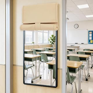 Vatge Classroom Door Window Cover - Small Door Curtain for Narrow Windows, Easy Installation Room Darkening Frontdoor Curtains, 1 Panel, W10 x L42, Beige