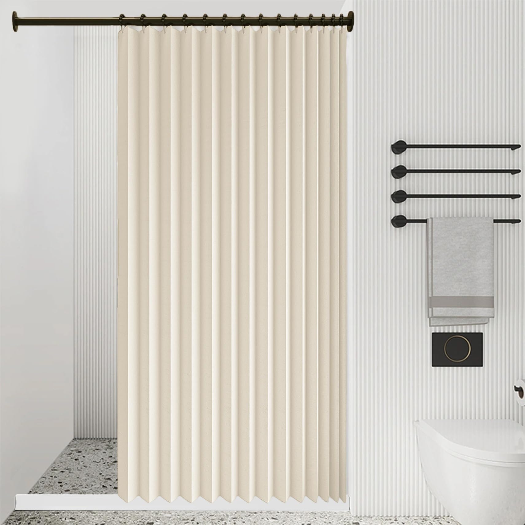 Rideau de portes pliant thermique beige occultant 142x165 cm anti froid phonique pour salon