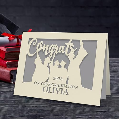 Miniatura 8 de EDSG Tarjetas de graduación personalizadas, felicitaciones, regalo de graduación, suministros de decoración de graduación, corte de papel láser con