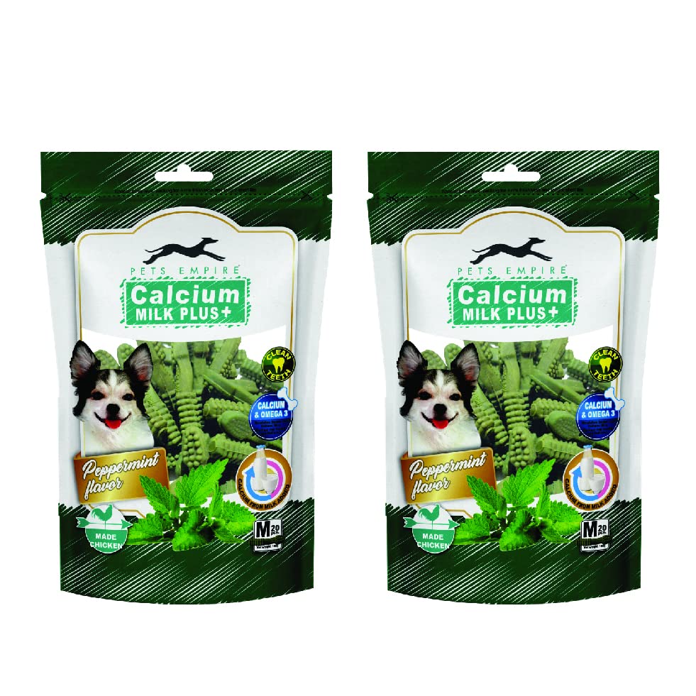 Pets Empire Calcium Milk Plus Dog Dental Bone Treats, Dental Chews Peppermint Flavor Size : Medium 7cm (20 Pcs) Pack of 2 (B0B5F1527V) Amazon Price History, Amazon Price Tracker