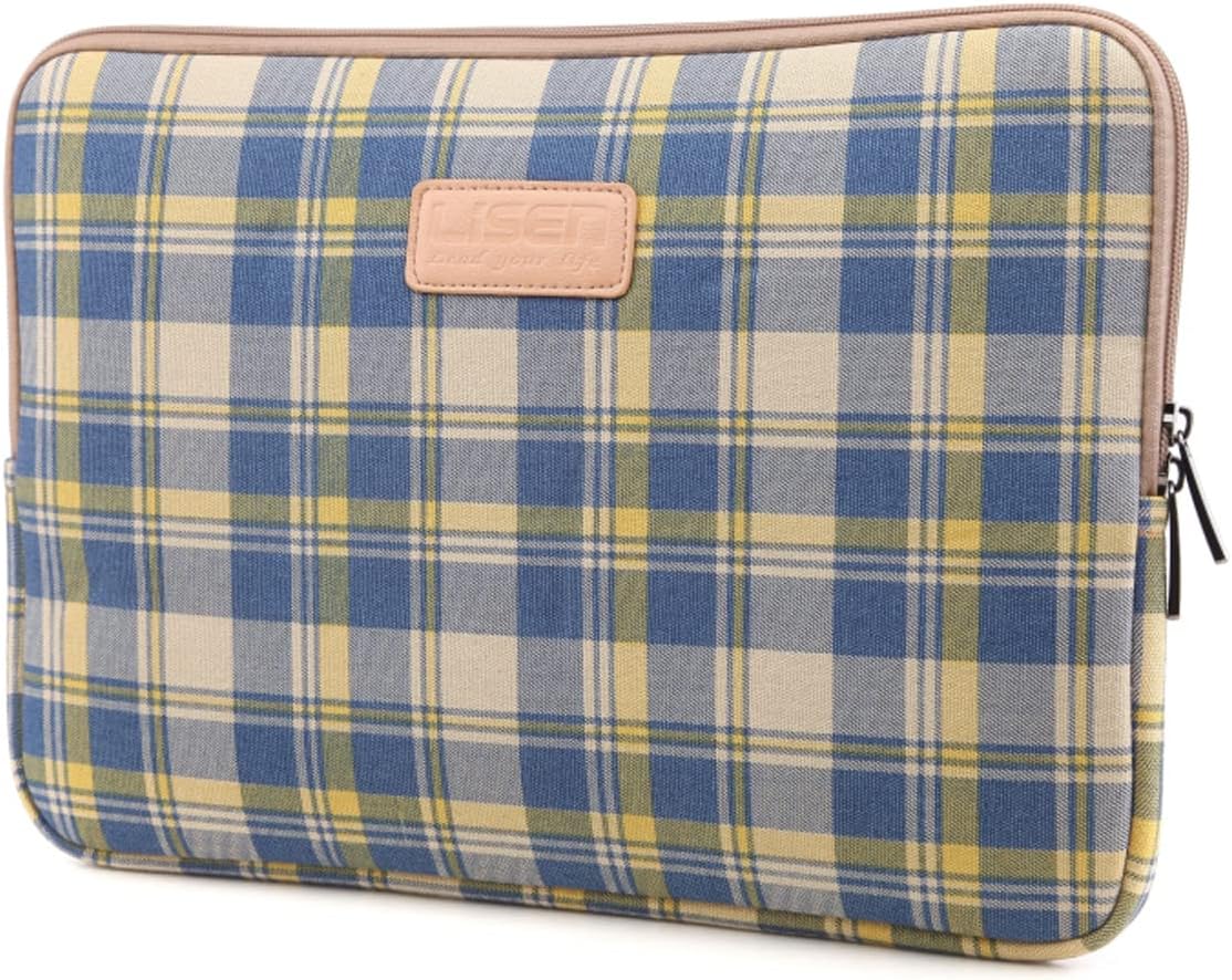fdsmall Laptop Sleeve, 13-13.3 Inch, Waterproof Shock Resistant Bag Case (Plaid Green) - Image 3