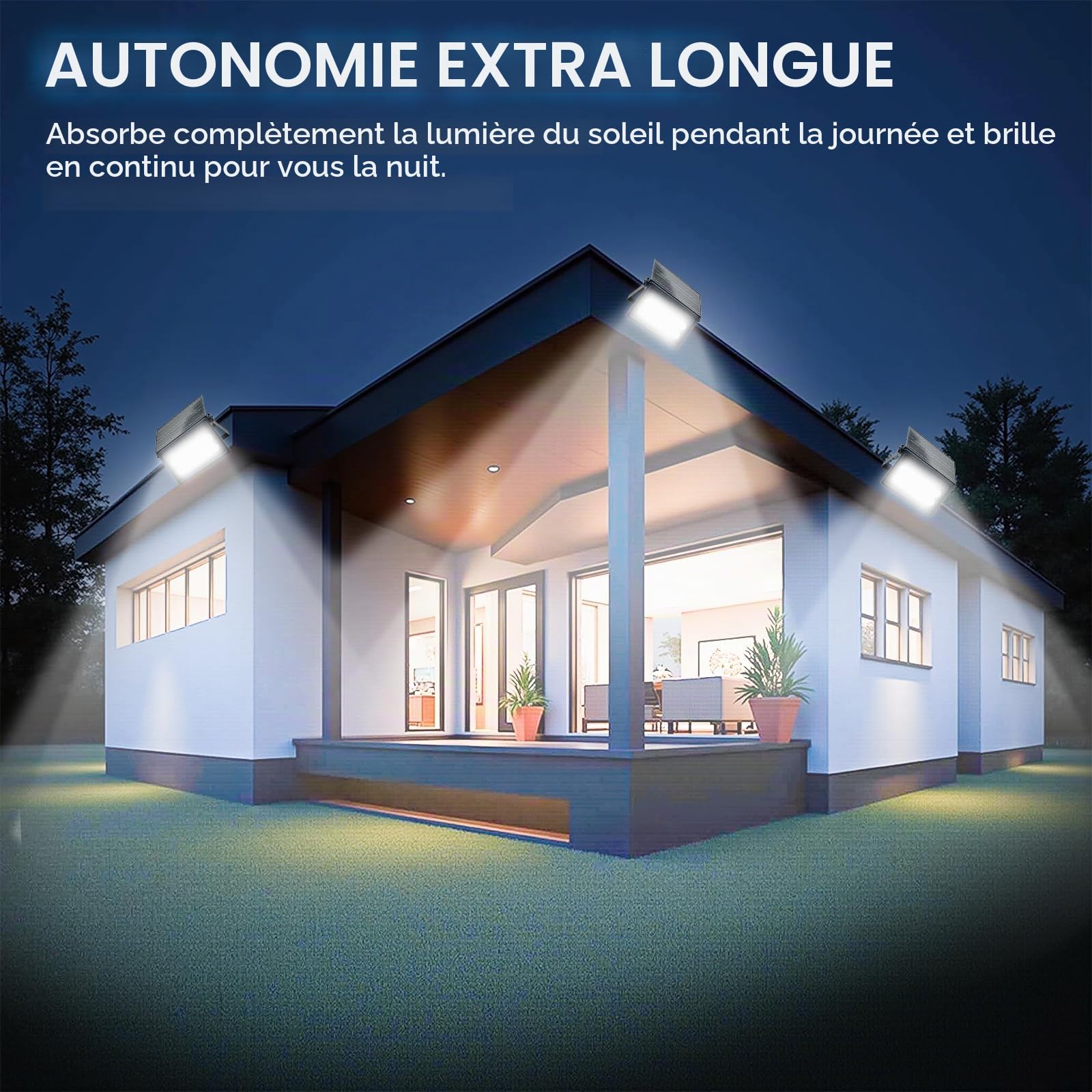 150W Projecteur Solaire, Lumière Solaire Extérieure Avec Télécommande, 6500K Spot Solaire Exterieur, IP65 Étanches Lampe Solaire Extérieur pour Porche Patio Jardin Garage Allée