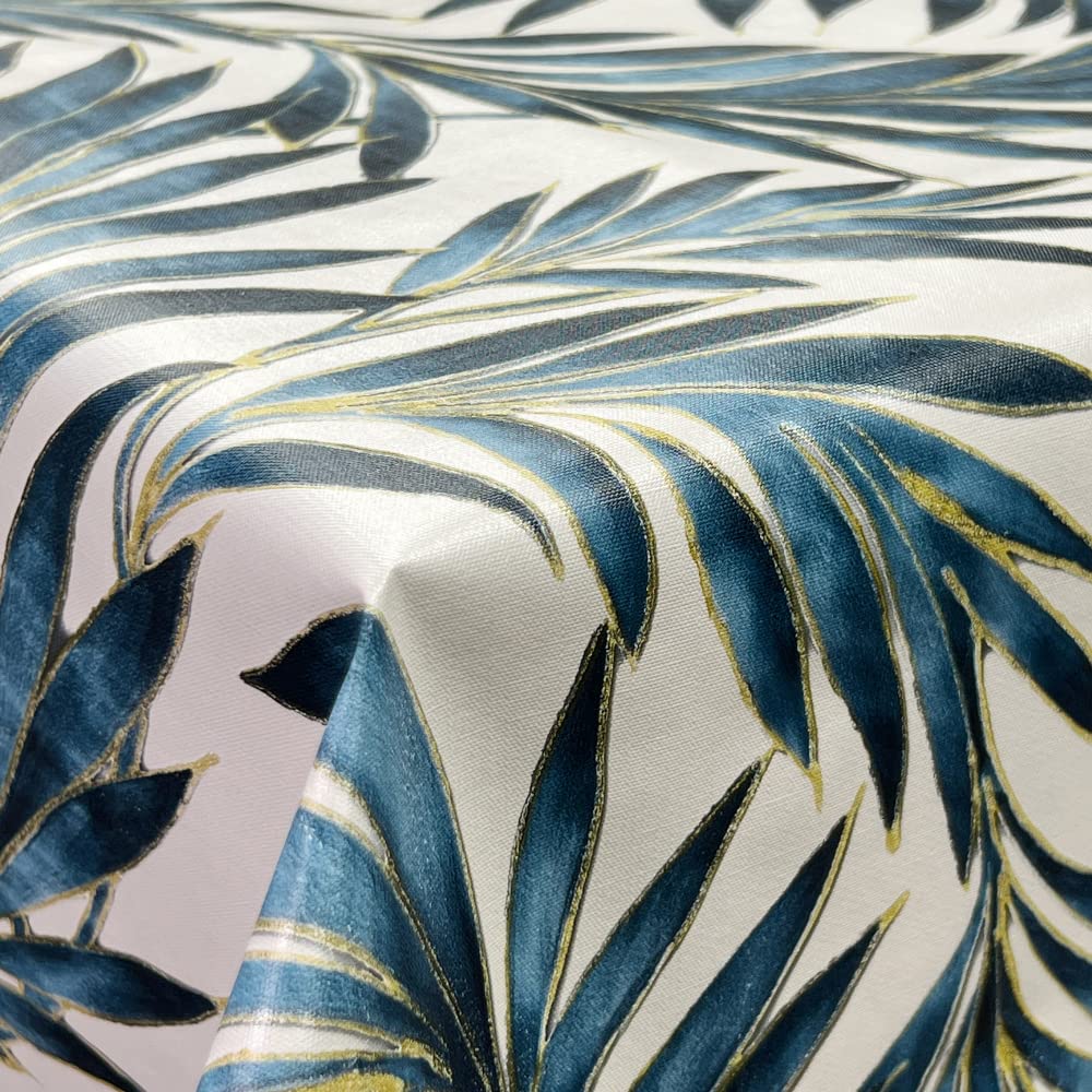Oh Sew Crafty Limited Blue Italian Pvc Palm Leaves Embossed Craft Fabric Tablecloth Fabric 140Cm Wide Per Metre (Blue)