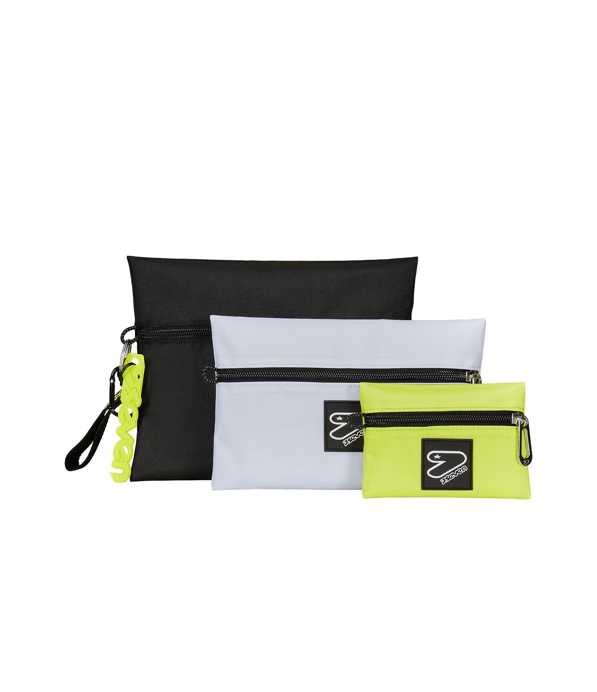 Seven Trio Tech Clutch Bag, Grey Black Yellow, for Small Accessories, Black, Taglia Unica, Modern