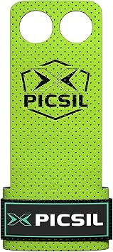 PICSIL Azor Grips, Workout Grips with Increased Magnesium Retention, Light and Resistant Unisex Hand Grips for Weightlifting and Gymnastics, Blocks Rips and Blisters, 2 Holes, Green, Small