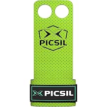 PICSIL Azor Grips, Workout Grips with Increased Magnesium Retention, Light and Resistant Unisex Hand Grips for Weightlifting and Gymnastics, Blocks Rips and Blisters, 2 Holes, Green, Small