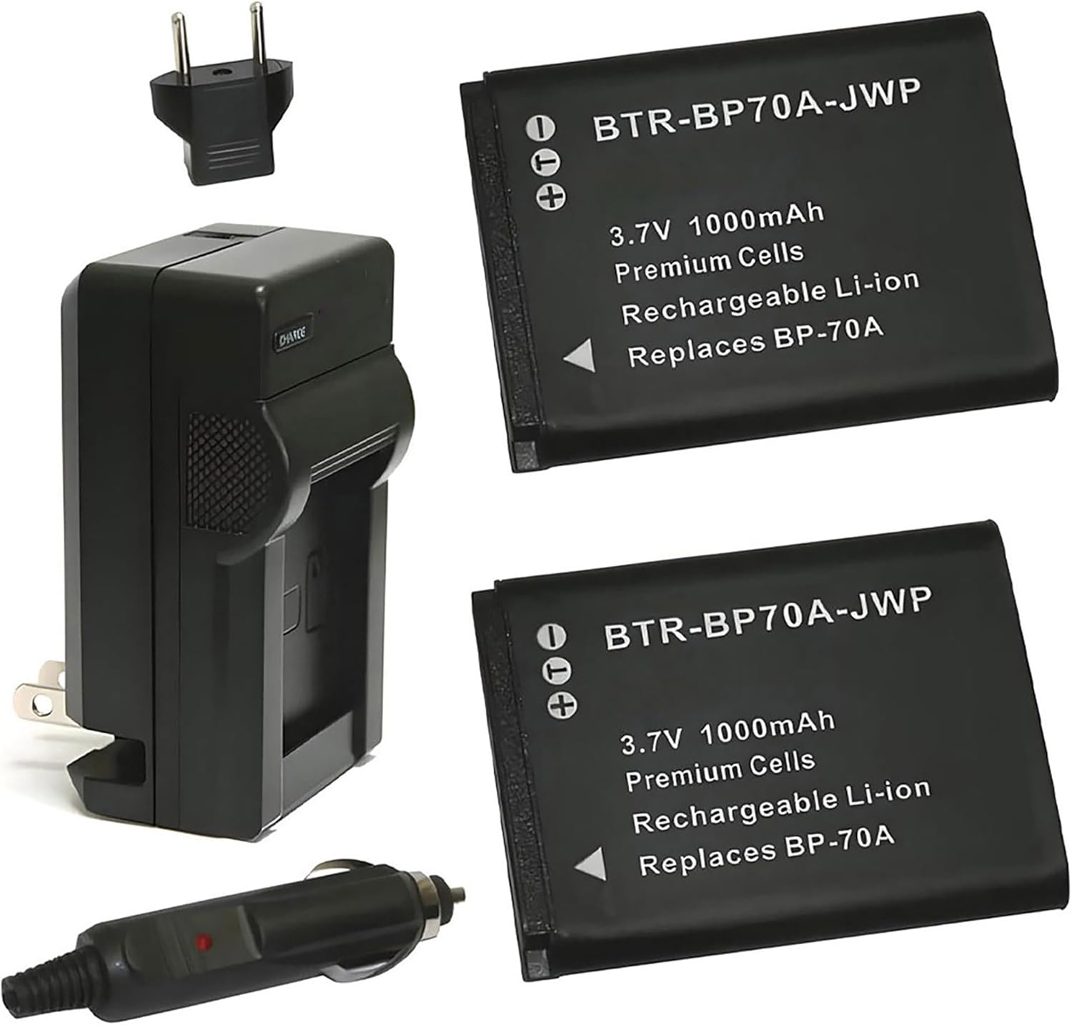 Replacement Battery for Samsung ST150F (2-Pack, 1000mAh) and Charger