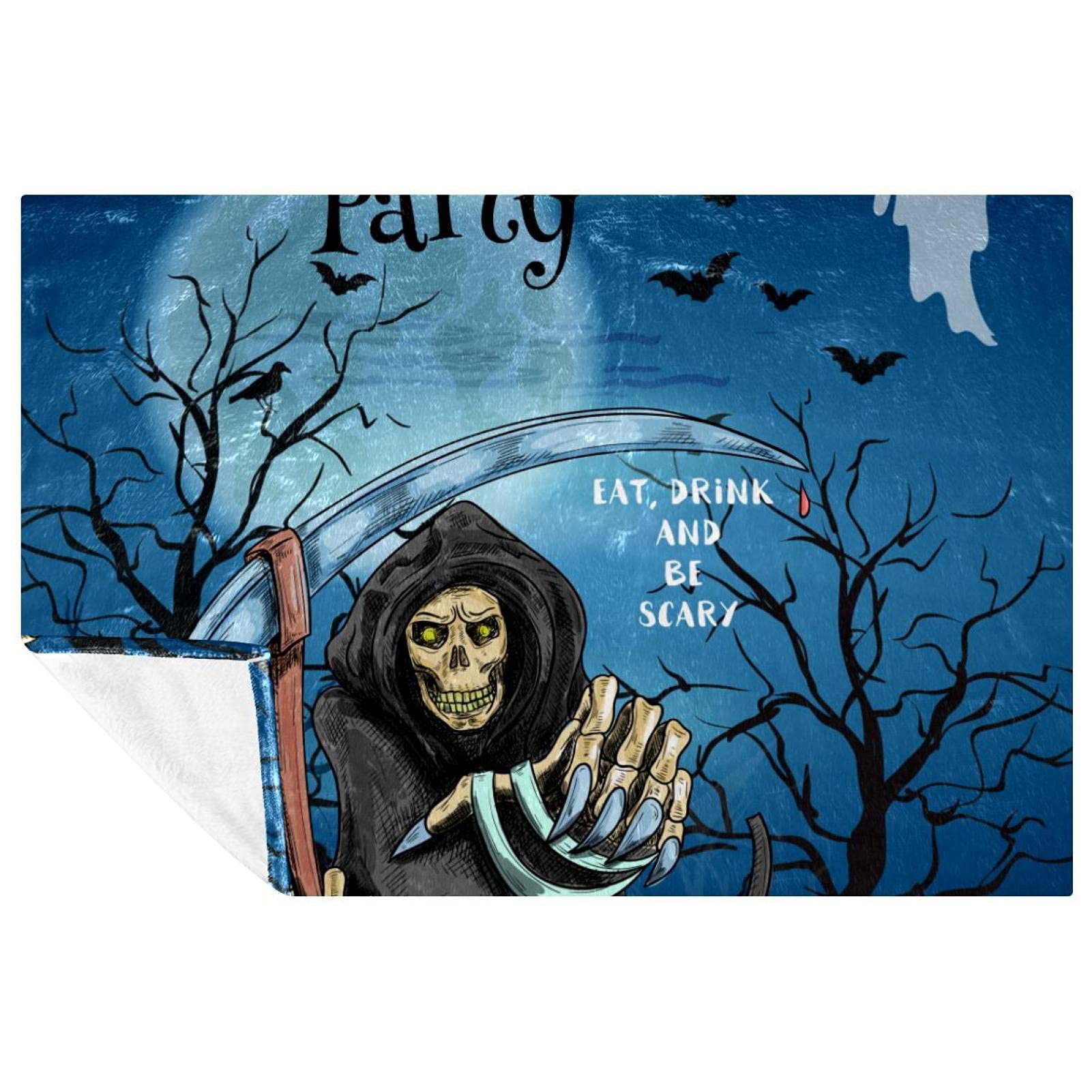 Plaid Halloween faucheuse doux et chaud pour vos soirées cinéma sur le canapé