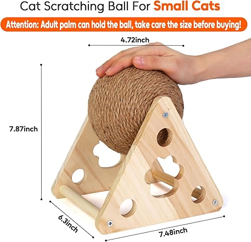 Miniatura 4 de Sisal - Pelota rascador para gatos, juguete con bonito soporte estable, juguete interactivo de ejercicio para mascotas pequeñas para jugar y hacer