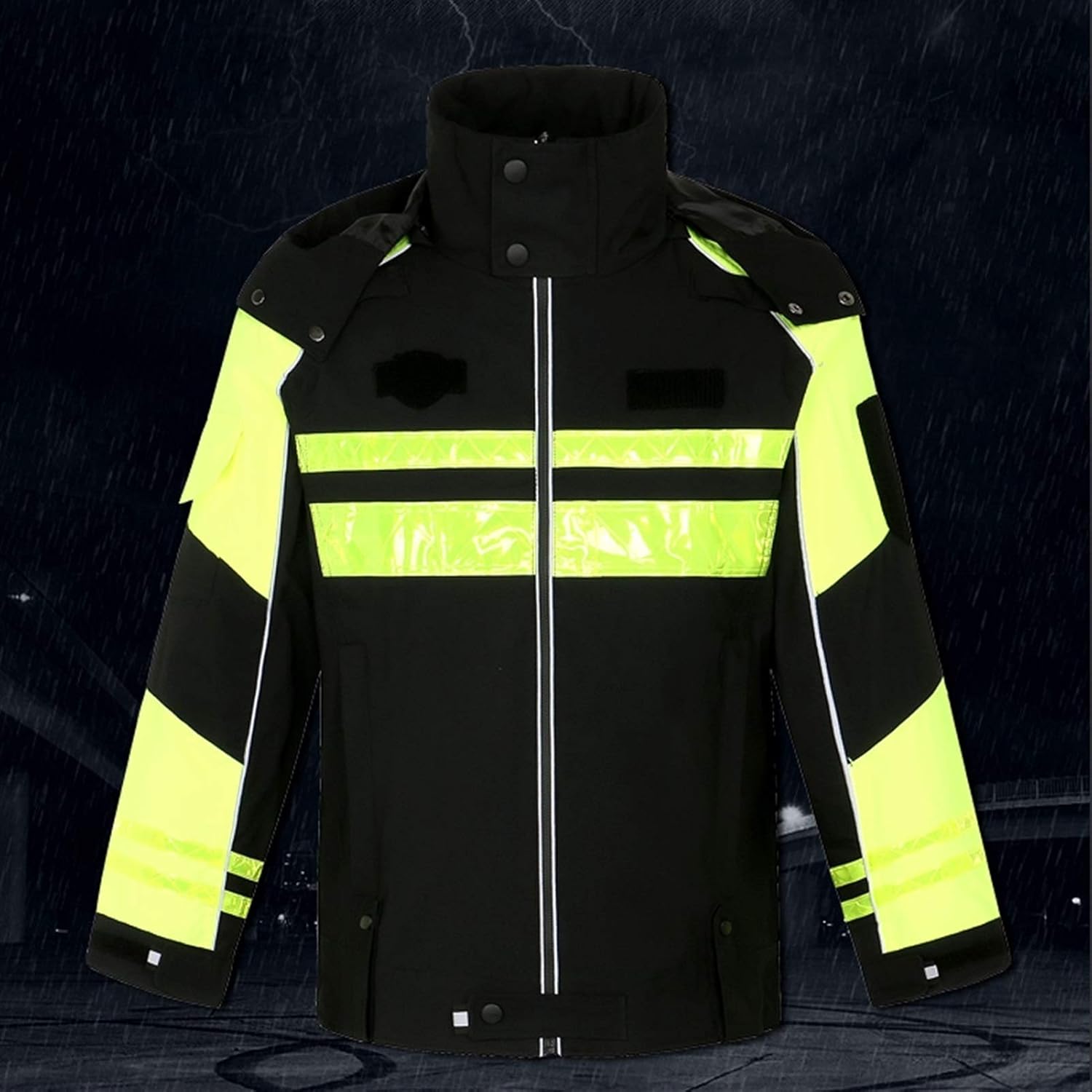 Reflective Clothing Cycling Safety Reflective Raincoat Expressway Traffic Top Road Fluorescent Raincoat Reflecting Suit(L Size)