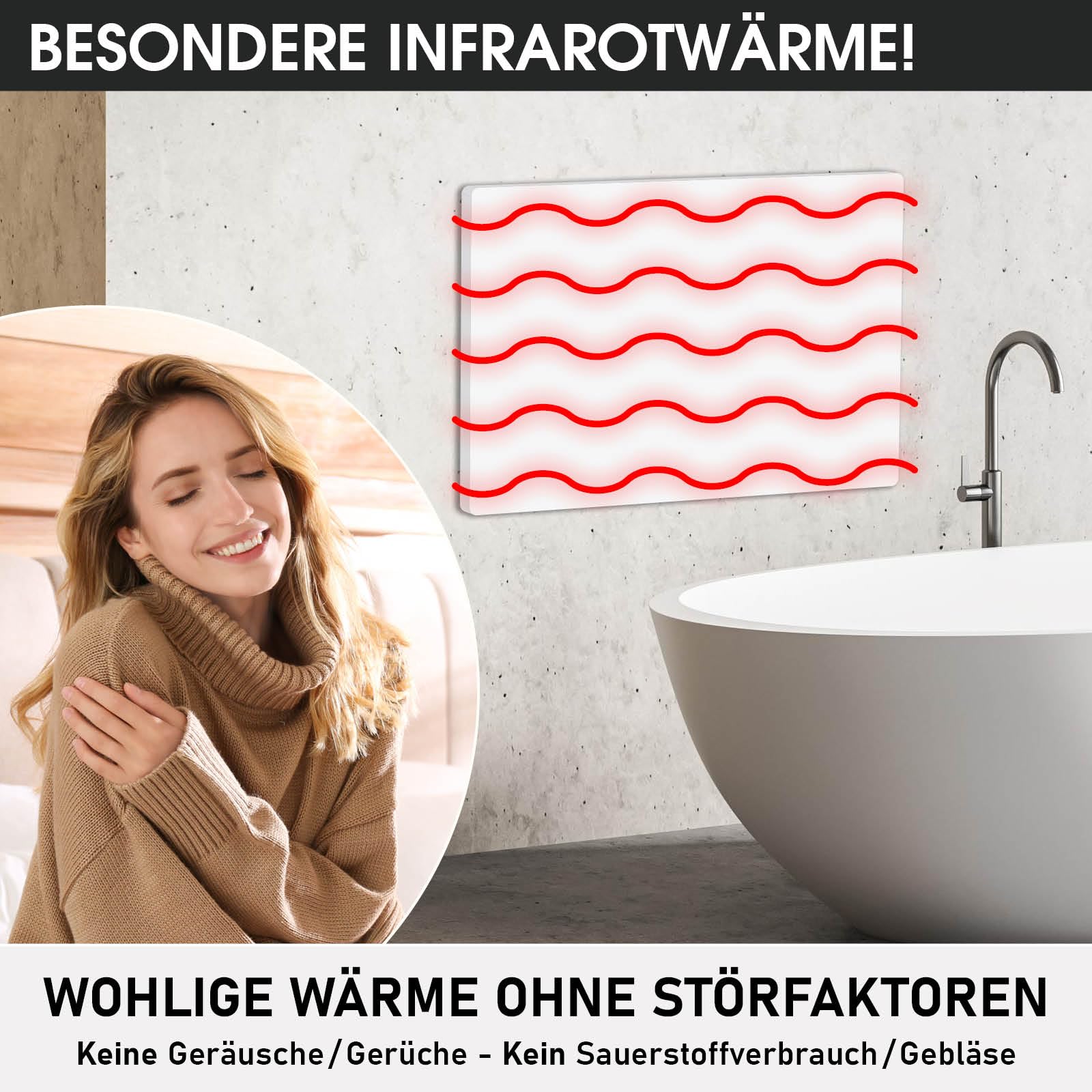 BRAST® Infrarotheizung mit Thermostat | 300-1100 Watt | Made in Europe | Inkl. Wandhalterung Standsystem + Griff | hoher Wirkungsgrad | Flexibler Einsatz | Ultraflache Bauweise | IP-TH 300