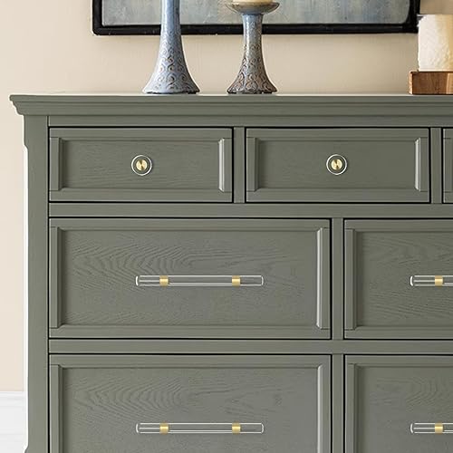 Miniatura 7 de QOGRISUN Paquete de 15 pomos de gabinete de cristal de latón, pomos de cajón dorados de cristal de cristal, redondos de 1-14 pulgadas, tiradores