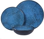 Melamine Dinnerware Sets for 4, Dinner Plates Bowls Set, Unbreakable Melamine Classic Blue Dinnerware, Dishwasher Safe Tableware Sets for Everyday Use, 12 Pcs