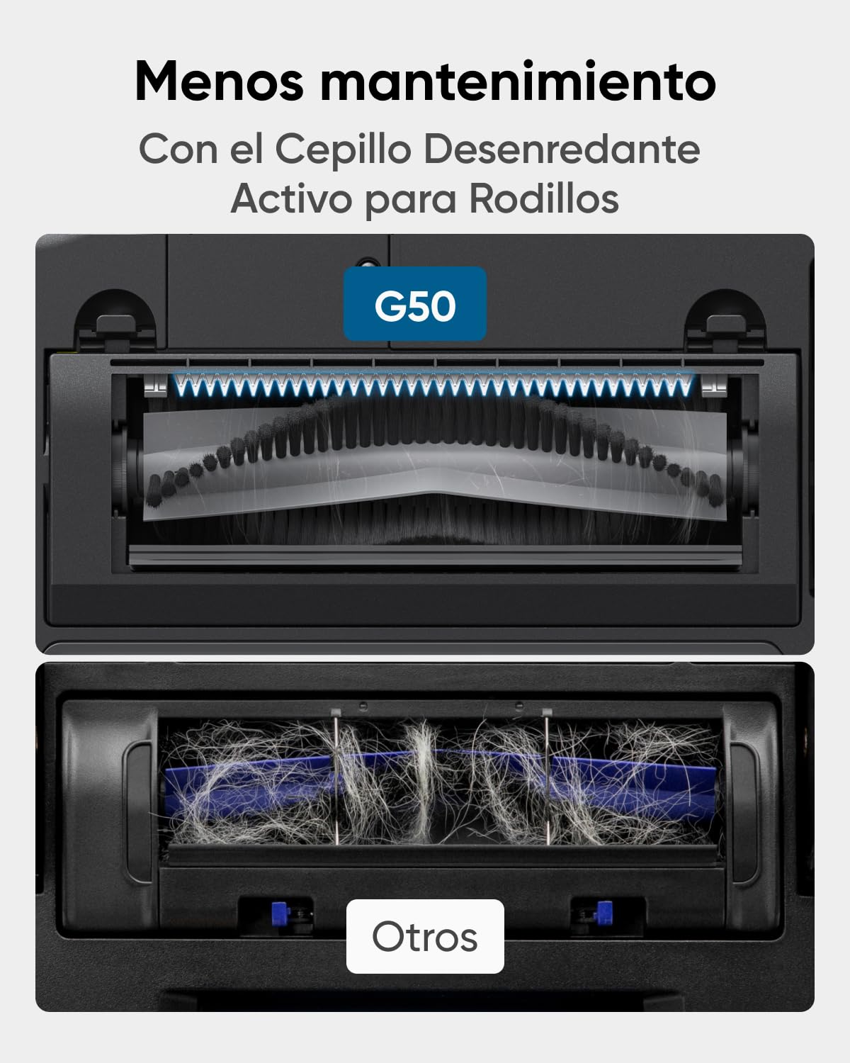eufy G50 Hybrid Robot Aspirador con Potente Succión de 4.000 Pa, Navegación Dinámica, Cepillo Desenredante Pro, Cepillo de Rodillos, Mopa para Limpieza Ligera, Pelos de Mascotas, Pisos Duros, Moqueta