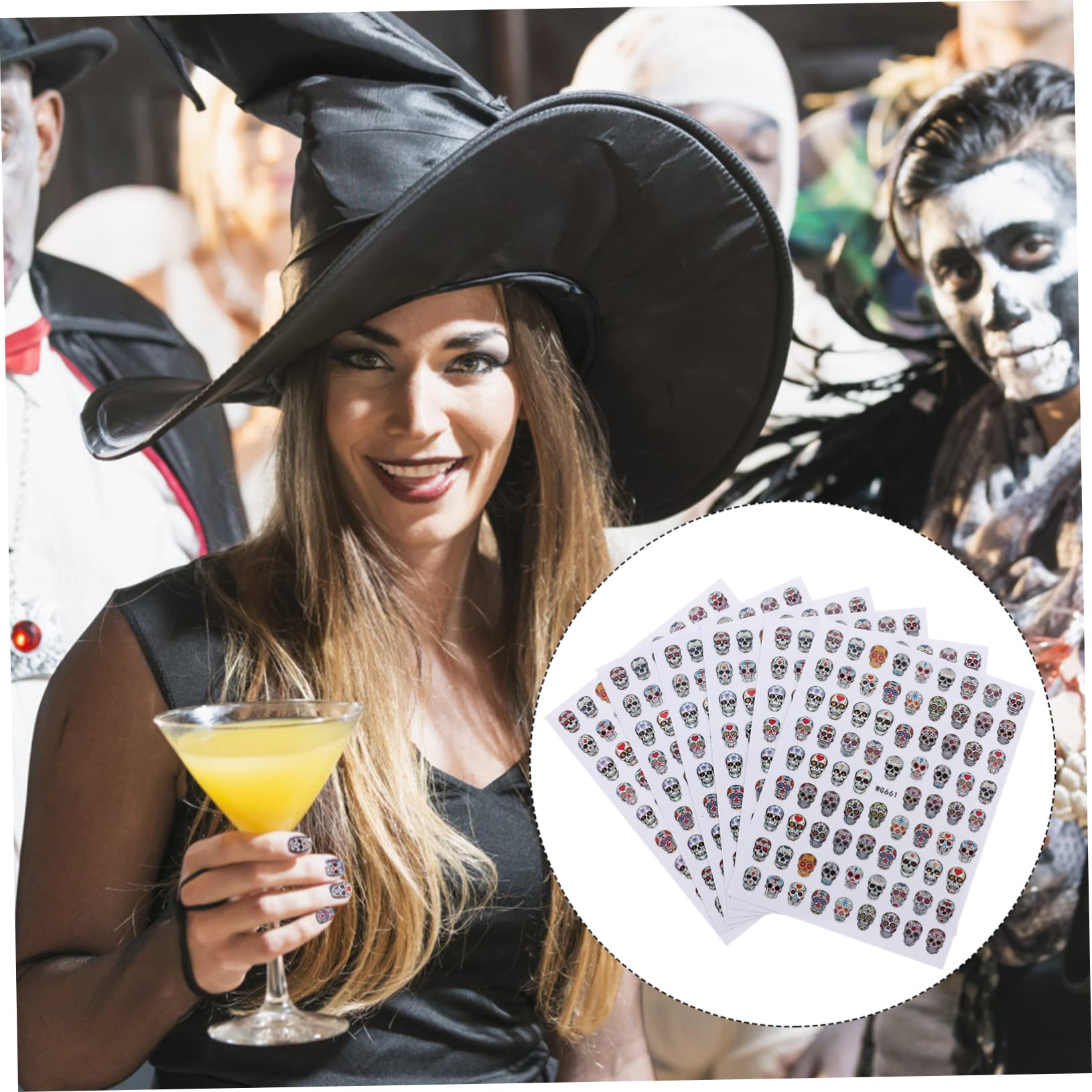 minkissy 40fogli Adesivi Per Unghie Tema Halloween Di Decalcomanie Con Teschi Per Decorazioni Unghie Perfetti Per Feste e Make-up Di Halloween