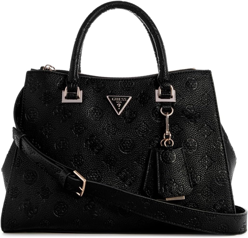 Sac à Épaule Guess Basilea Girlfriend Satchel - Couleur Mocha Logo - Polyuréthane - Neuf Avec Étiquettes