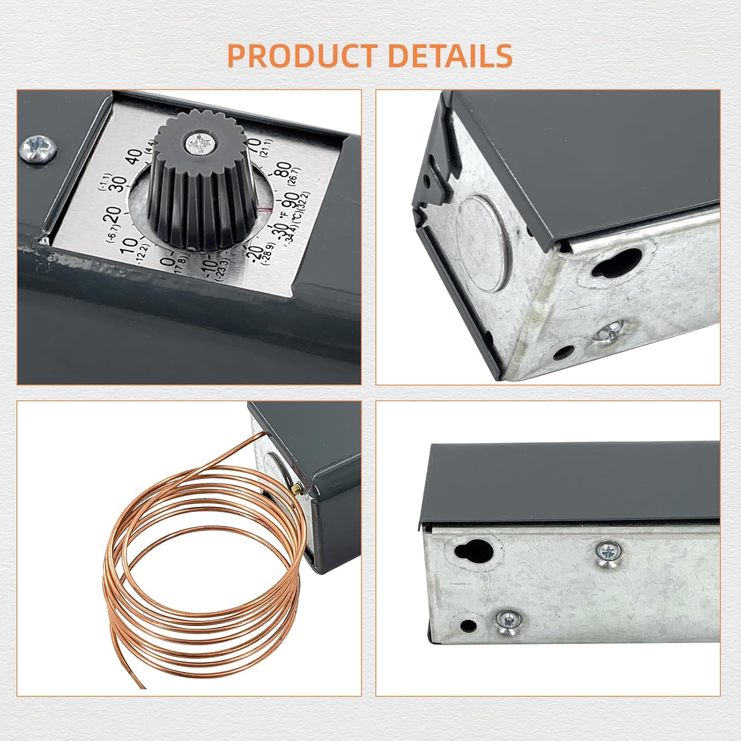 W1609-101 TH-1609 Refrigeration Thermostat Temperature Controller from -30 Degrees F to 90 Degrees F (-34 Degrees C to 32 Degrees C), 3.5 to 16 Degrees F (1.6 to 9 Degrees C), 5 Ft Capillary