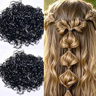 1000 Pcs Black Mini Disposable Hair Elastics Bands Small Rubber Hair Bobbles Stretch Ponytail Holders for Kids Girls Salon Hair Styling Tiny Hair Ties