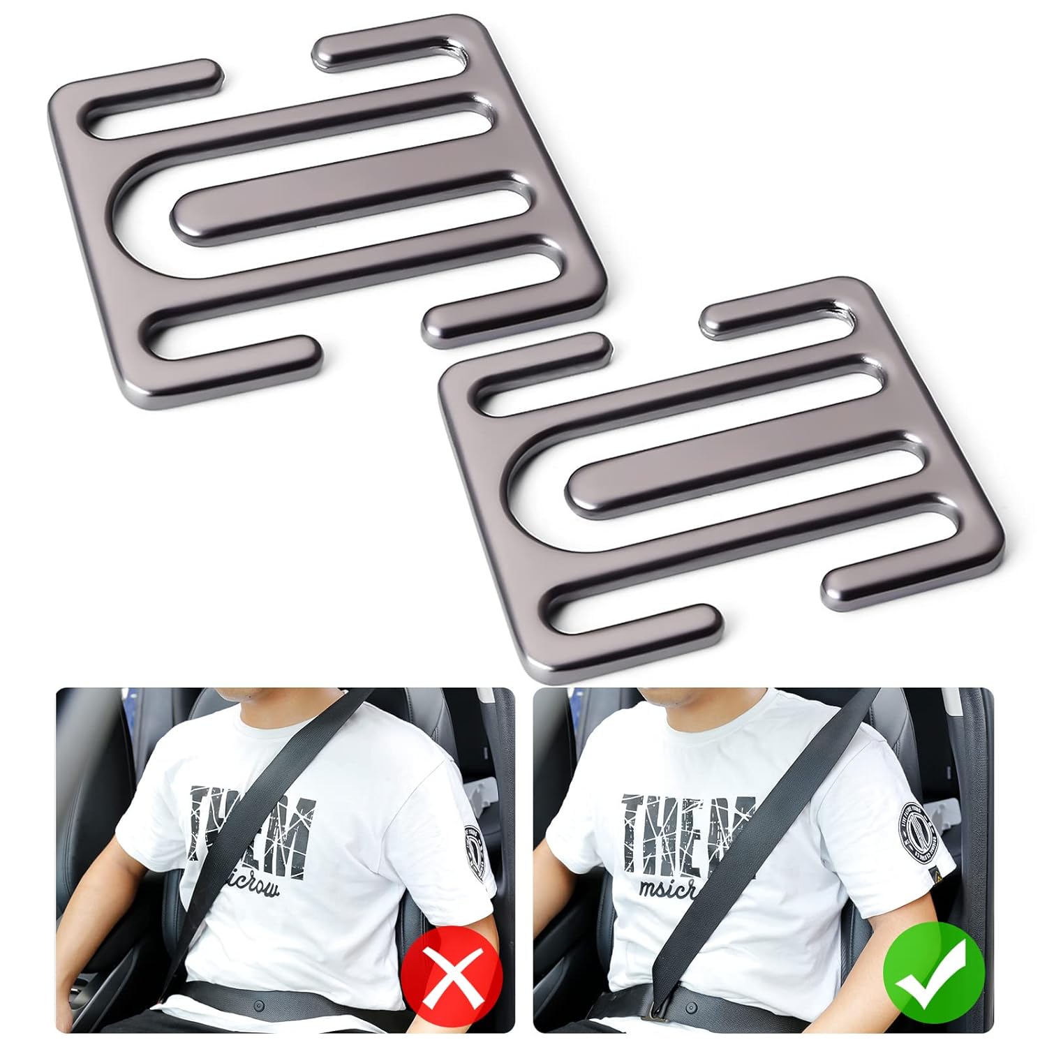 Zibuyu® 2Pcs Car Seat Belt Clips Seat Belt Adjuster Universal Vehicle