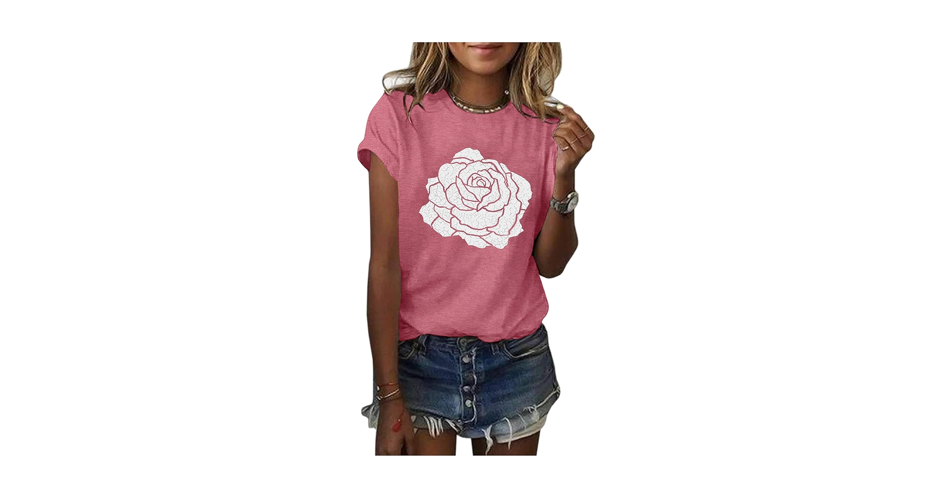 Rose Shirt for Women Flower Graphic Tee Vintage Roses T