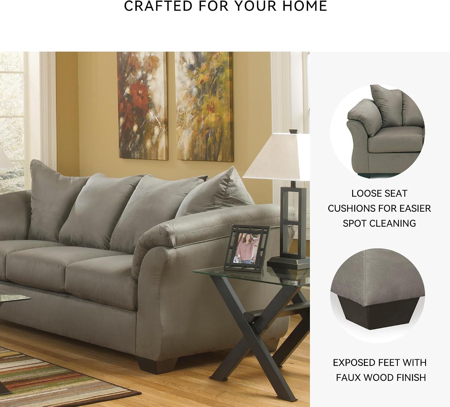 Ashley Darcy Casual Plush Sofa Grayish Brown